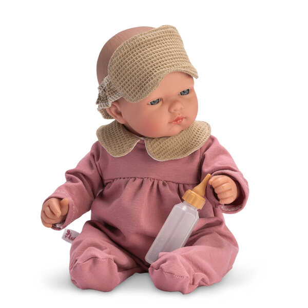 Spanische Puppe Oli 30 cm im rosa Pyjama mit Flasche Asia 0457790