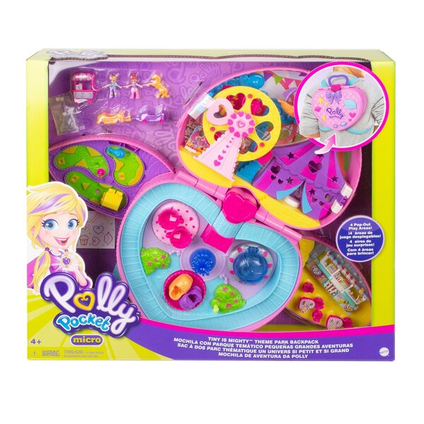 Polly Pocket Vergnügungspark-Rucksack mit 2 Puppen und Zubehör für Kinder