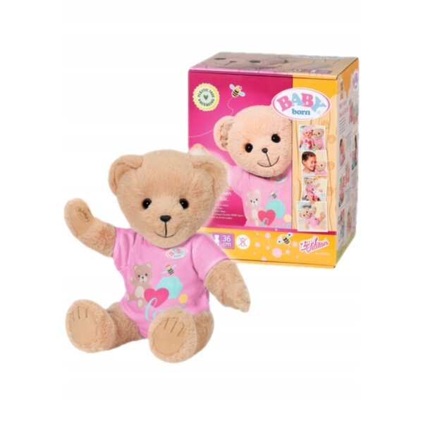 Rosa Baby Born Bär 36 cm mit weicher Stoffkleidung und Accessoires