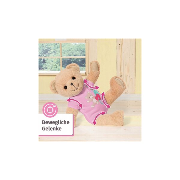 Rosa Baby Born Bär 36 cm mit weicher Stoffkleidung und Accessoires