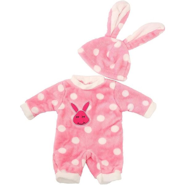 Amerikanische Puppenkleidung 18 Zoll – Rosa Plüsch-Overall mit Hase und Pyjama mit Mütze