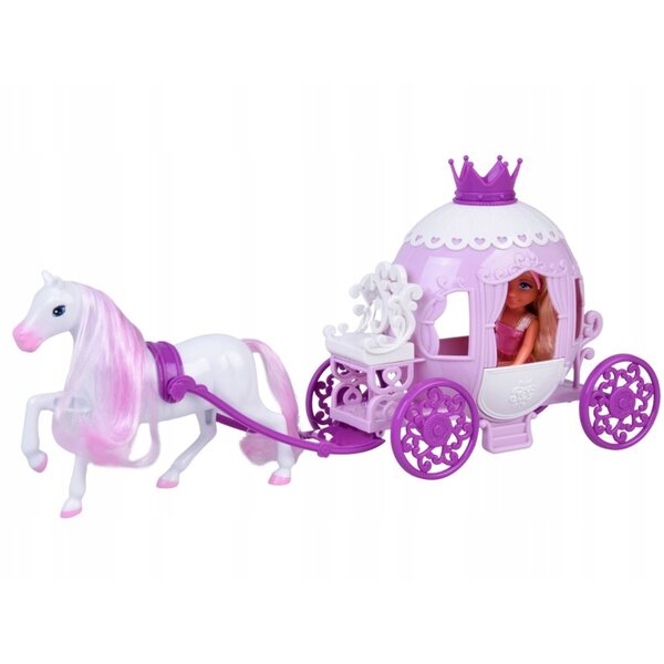 Mini-Ankiki-Puppe mit Kutsche – Kleine Prinzessin im rosa Kleid 18 cm