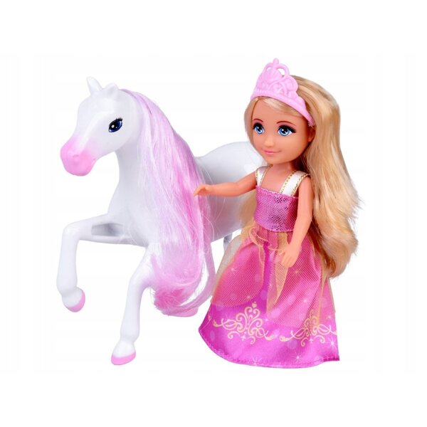 Mini-Ankiki-Puppe mit Kutsche – Kleine Prinzessin im rosa Kleid 18 cm