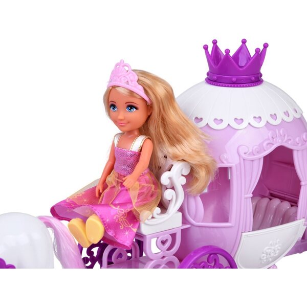 Mini-Ankiki-Puppe mit Kutsche – Kleine Prinzessin im rosa Kleid 18 cm