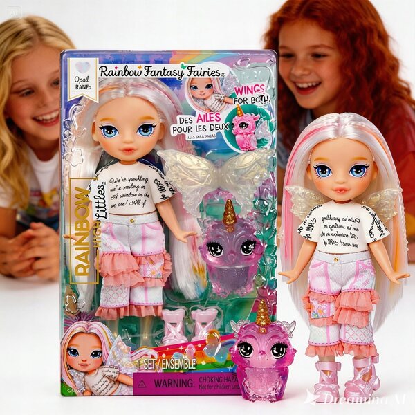 Bambola Fata Sorellina Arcobaleno Alta Opale Littles Fantasy Fairies 14 cm