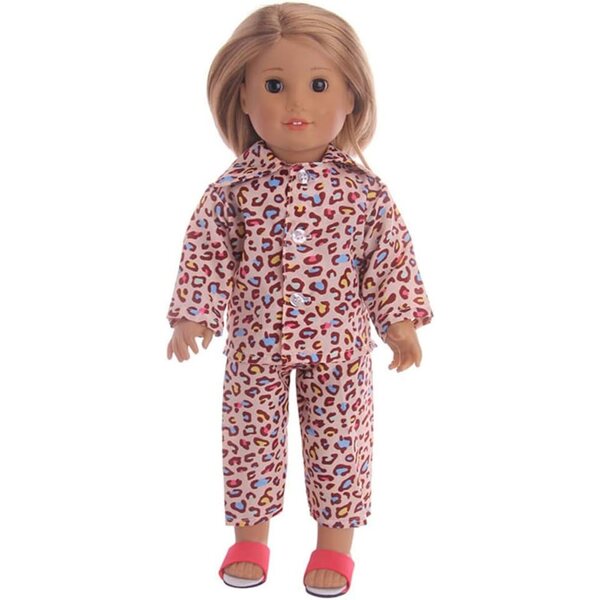 Amerikanische Puppenkleidung 18 Zoll – Leoparden-Pyjama, 2-teiliges Set