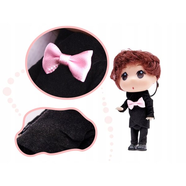 Set 4 Bambole per Casa delle Bambole 12 cm con Ragazzi e Ragazze, Eleganti e Mobili