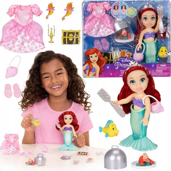 Ariel, die kleine Meerjungfrau, Minipuppe 16 cm mit Zubehör – Disney Princess