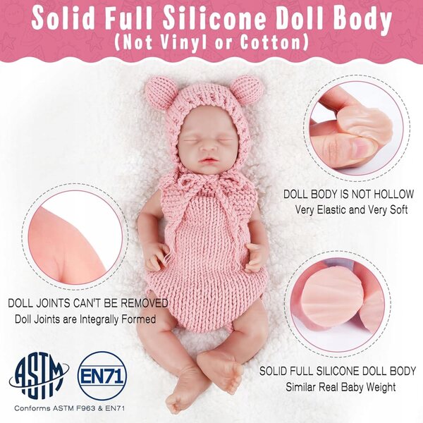 Bambola in silicone Vollence ragazzo 31 cm realistica, impermeabile e morbida