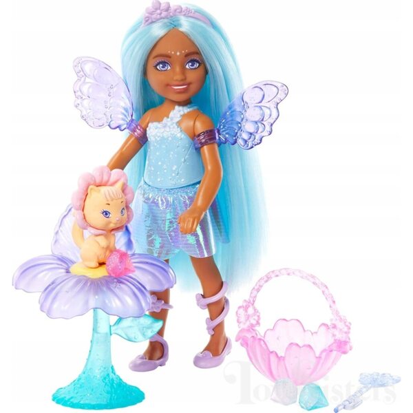 Barbie Chelsea Fairy Set 14 cm mit Flügeln, Tieren und Zubehör Mattel