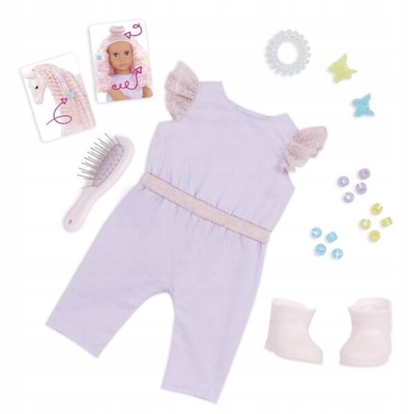 Unsere 46 cm große Elara-Puppe der Generation mit Fohlen und Haarschmuck-Set
