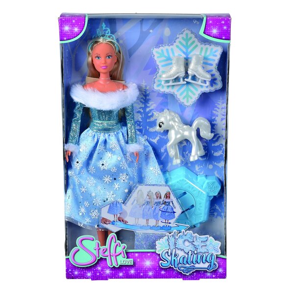Bambola Steffi Love Winter Princess 29 cm con Unicorno e pattini da ghiaccio