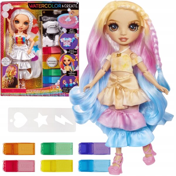 Set bambola Rainbow High Creative per dipingere con occhi marroni per bambini