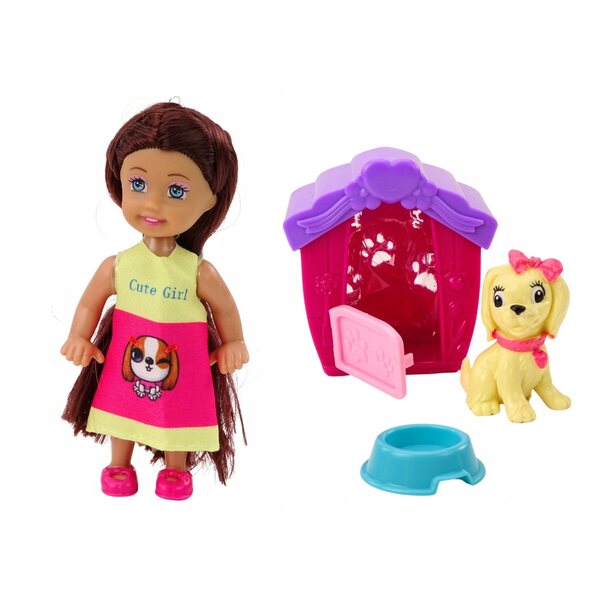 Mini Doll con Lunga Chioma e Piesek in Casetta Colorata LEAN Toys