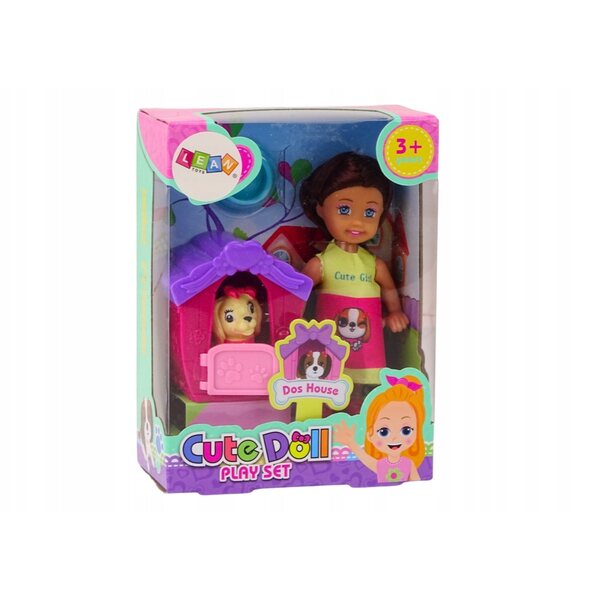 Mini Doll con Lunga Chioma e Piesek in Casetta Colorata LEAN Toys