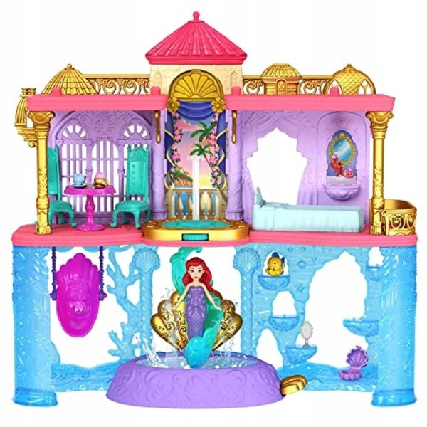 Mattel Zamek Arielka Disney Syrenka - Castelto Due Piani con Bambola e Accessori