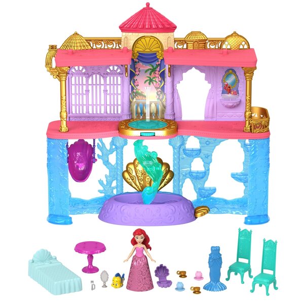 Mattel Zamek Arielka Disney Syrenka - Castelto Due Piani con Bambola e Accessori