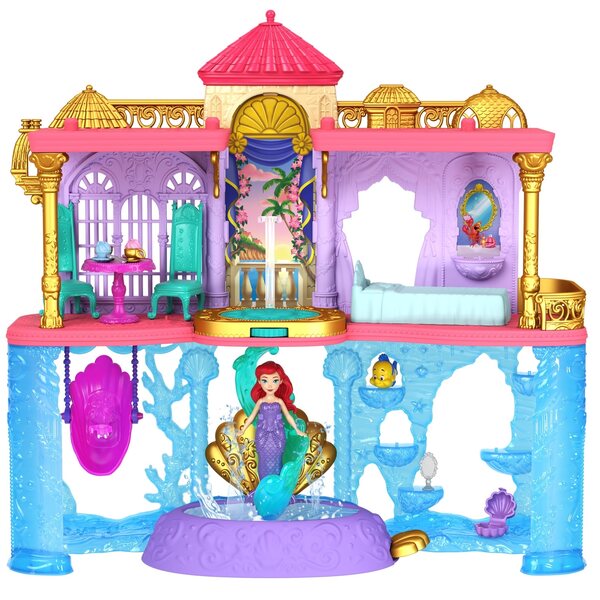 Mattel Zamek Arielka Disney Syrenka - Castelto Due Piani con Bambola e Accessori