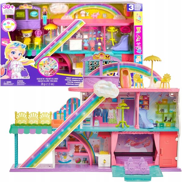 Polly Pocket Tęczowe Handlowe jeu à 3 niveaux pour les filles 4+