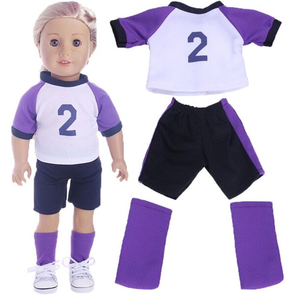 3-teiliges Sportbekleidungsset für 18-Zoll-Puppen – lila, bequem und langlebig