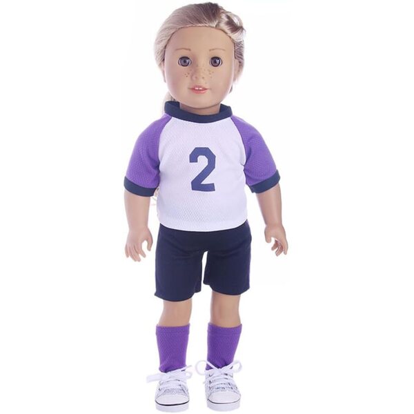 3-teiliges Sportbekleidungsset für 18-Zoll-Puppen – lila, bequem und langlebig
