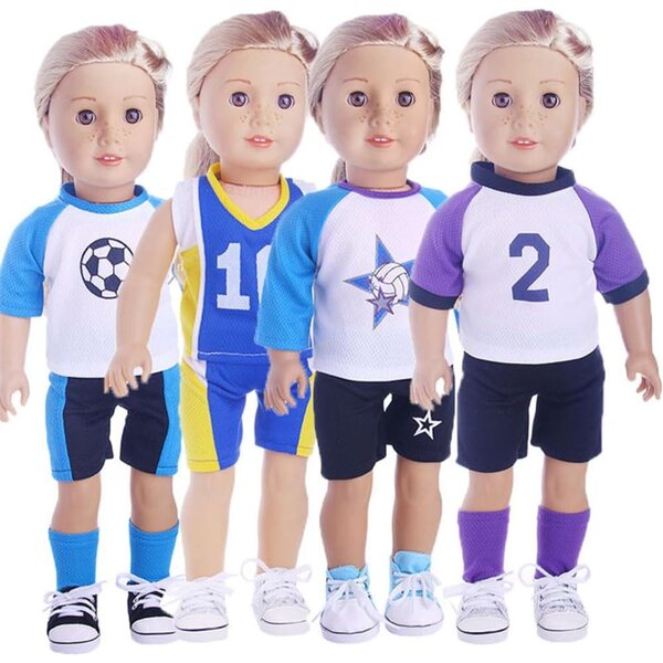 3-teiliges Sportbekleidungsset für 18-Zoll-Puppen – lila, bequem und langlebig