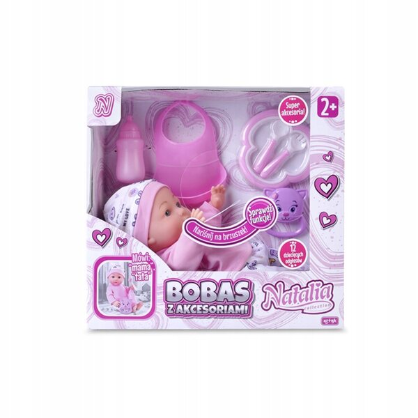 Bambola Natalia Bobas Interattiva con Suoni e Accessori 30 cm per Bambini 2+