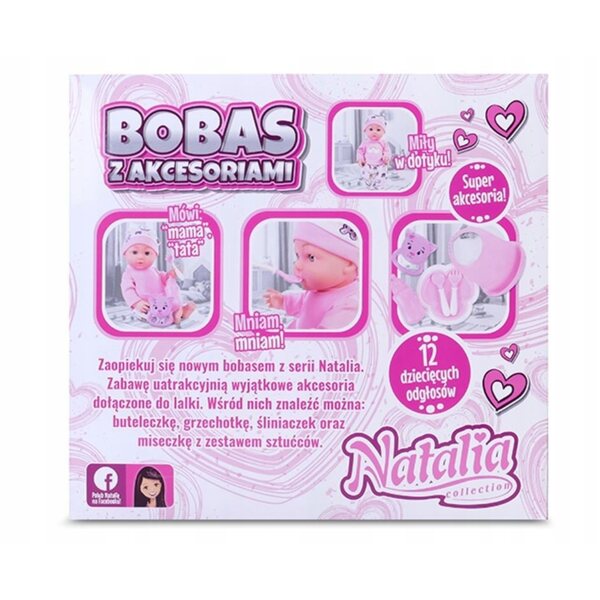 Bambola Natalia Bobas Interattiva con Suoni e Accessori 30 cm per Bambini 2+