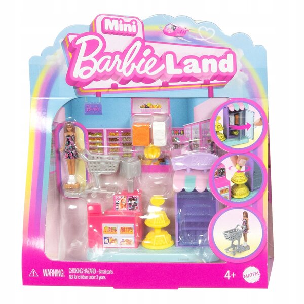 Barbie Barbieland Mini-Supermarkt mit Puppe und Zubehör, Kreativspiel 4+