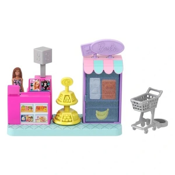Barbie Barbieland Mini-Supermarkt mit Puppe und Zubehör, Kreativspiel 4+