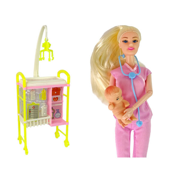 Bambola da dottore con capelli lunghi e accessori - set educativo per bambini