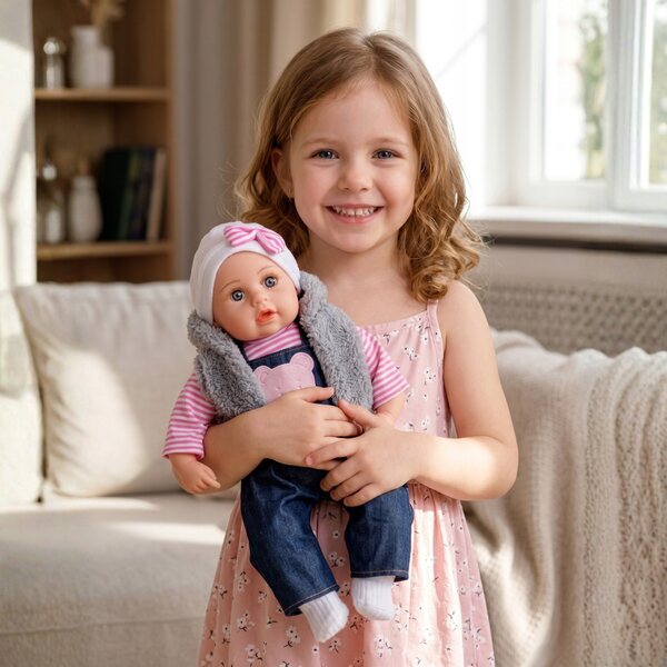 Bobas Doris 45 cm interaktive Puppe mit Geräuschen, weich und angezogen