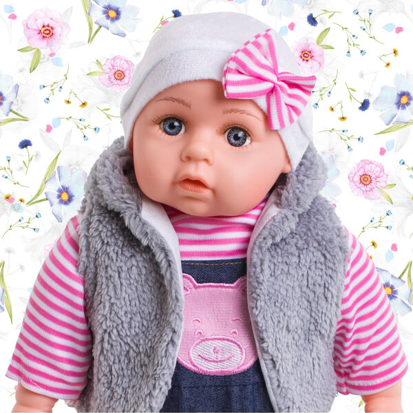Bobas Doris 45 cm interaktive Puppe mit Geräuschen, weich und angezogen
