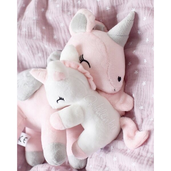 Unicorno Melootka ecru morbido con nome personalizzato, peluche sicuro per bambini 0+