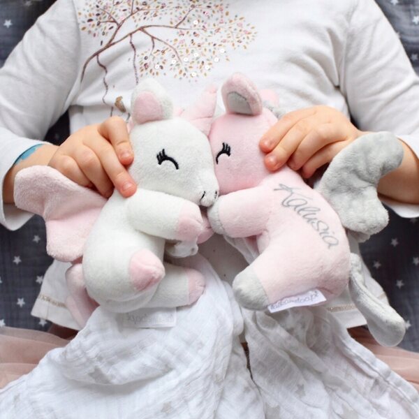 Unicorno Melootka ecru morbido con nome personalizzato, peluche sicuro per bambini 0+