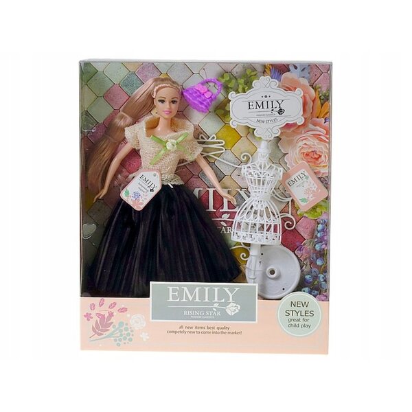 Bambola Emily 29 cm con accessori e vestito elegante per bambini da 3 anni