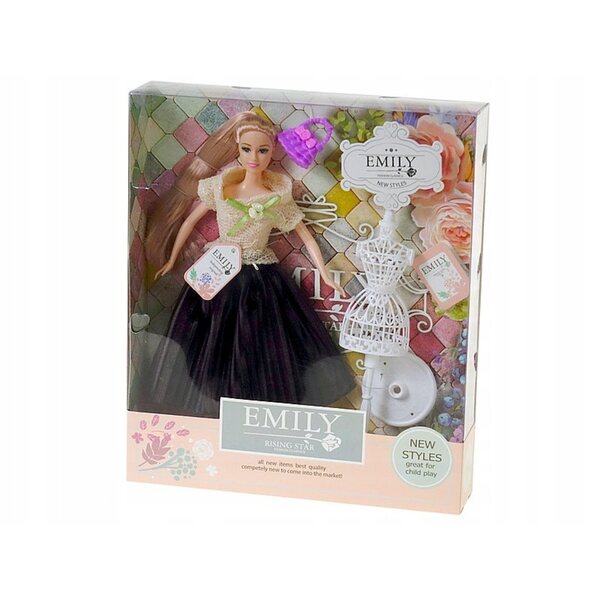 Bambola Emily 29 cm con accessori e vestito elegante per bambini da 3 anni