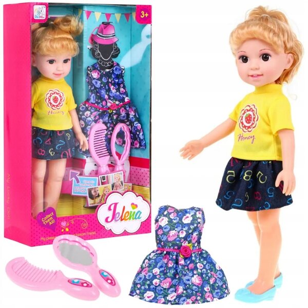 Set Lunga Bambola da Styling bionda 31 cm con 2 abiti e pettine per bambini 3+