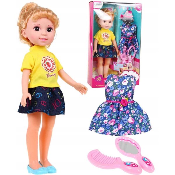 Set Lunga Bambola da Styling bionda 31 cm con 2 abiti e pettine per bambini 3+