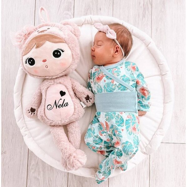 Metoo Rag Doll roze teddybeer met gepersonaliseerde naam en opdruk