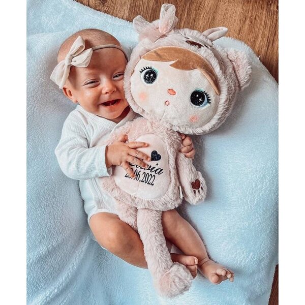 Metoo Rag Doll roze teddybeer met gepersonaliseerde naam en opdruk