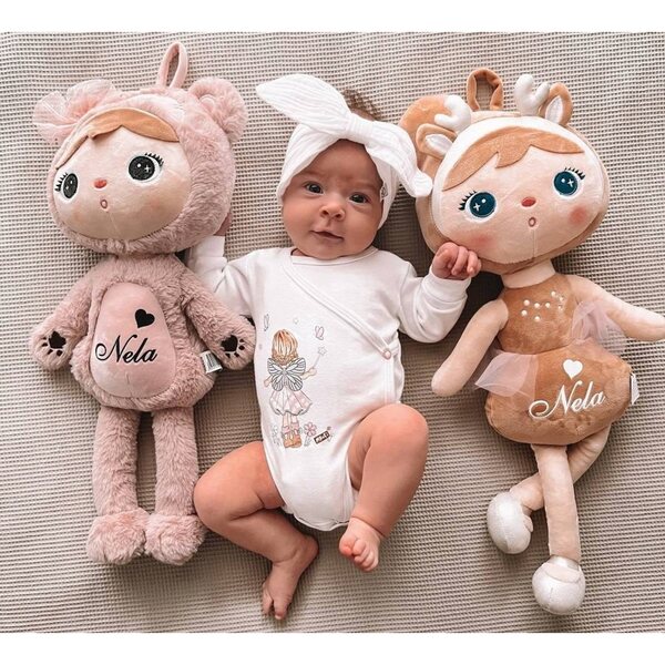 Metoo Rag Doll roze teddybeer met gepersonaliseerde naam en opdruk
