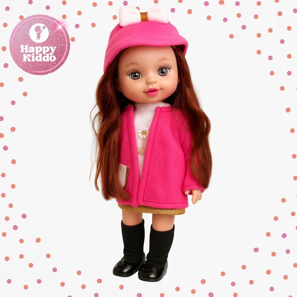 Bambolina interattiva Happy Kiddo, 35 cm, bilingue, con suono e capelli lunghi