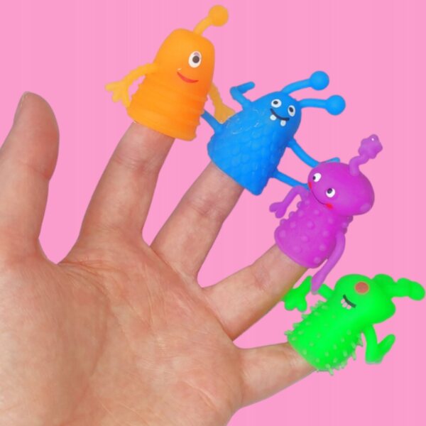 Marionette da dito mostro in silicone, set da 4, per giochi educativi