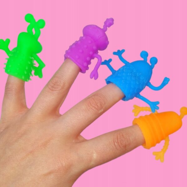 Marionette da dito mostro in silicone, set da 4, per giochi educativi