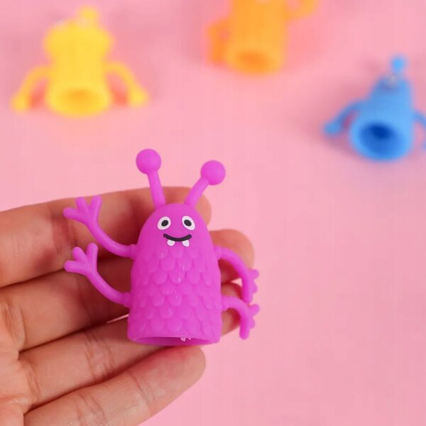 Marionette da dito mostro in silicone, set da 4, per giochi educativi