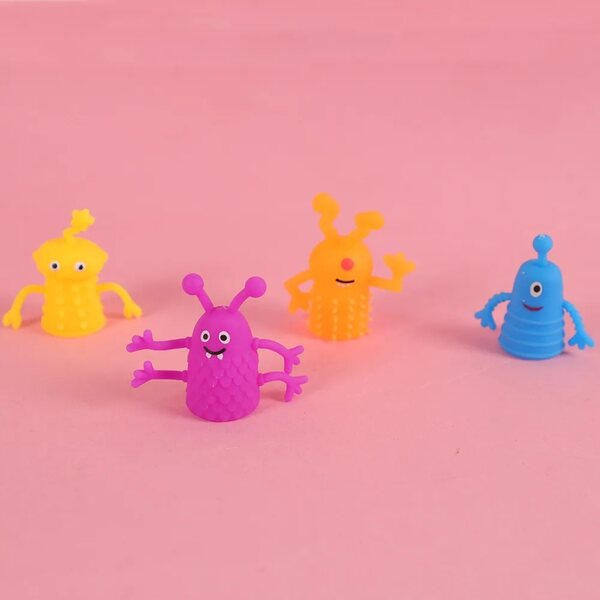 Marionette da dito mostro in silicone, set da 4, per giochi educativi
