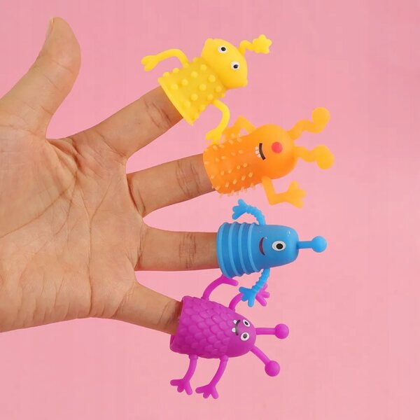 Marionette da dito mostro in silicone, set da 4, per giochi educativi