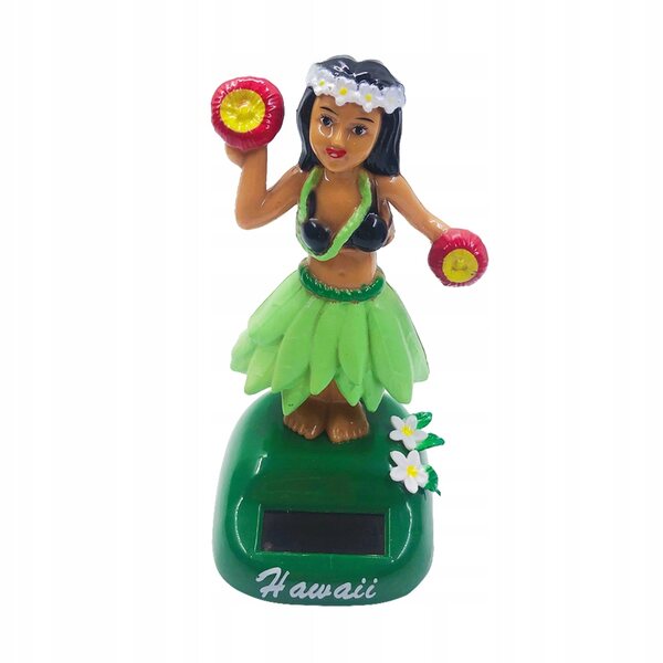 Figurina solare hawaiana ragazza hula per auto e decorazione casa 12cm