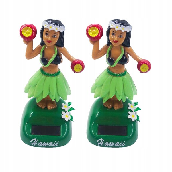 Figurina solare hawaiana ragazza hula per auto e decorazione casa 12cm